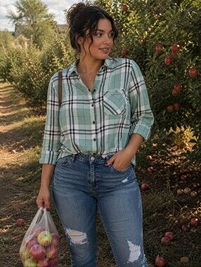 Rickis Womens  Plus Size Super Soft Long Sleeve Button Down Size XXL/2x